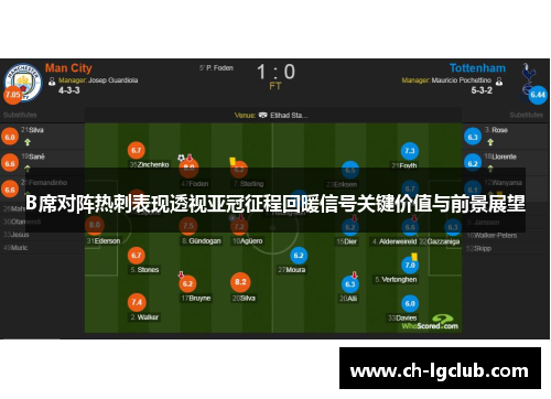 B席对阵热刺表现透视亚冠征程回暖信号关键价值与前景展望 B席对阵热刺表现透视亚冠征程回暖信号关键价值与前景展望